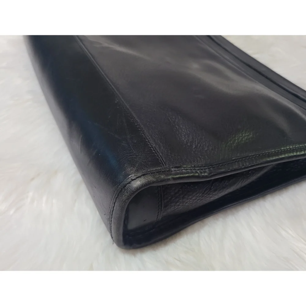 Vintage TUMI Black Leather Zippered Business Clutch